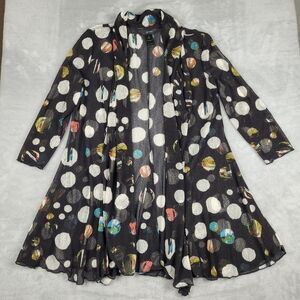 ALI MILES Womens S Polka Dot Artsy  Open Front Cardigan Sheer Mesh